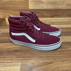 Vans Sk8-Hi Canvas Maroon Cordovan/True White Skate Shoes Men 7 Women 8.5